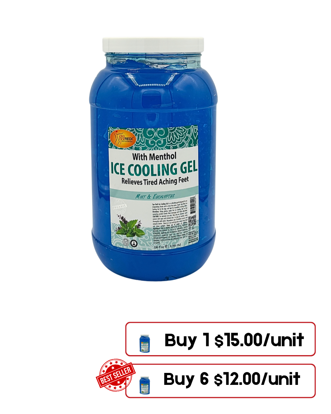 Ice Cooling Gel – Mint & Eucalyptus 128 Oz