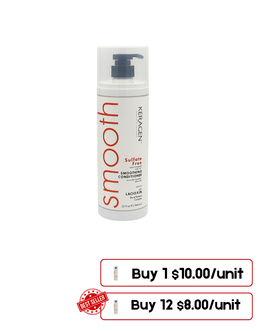 KERAGEN - Smoothing Conditioner with Keratin Sulfate Free, 32 Oz