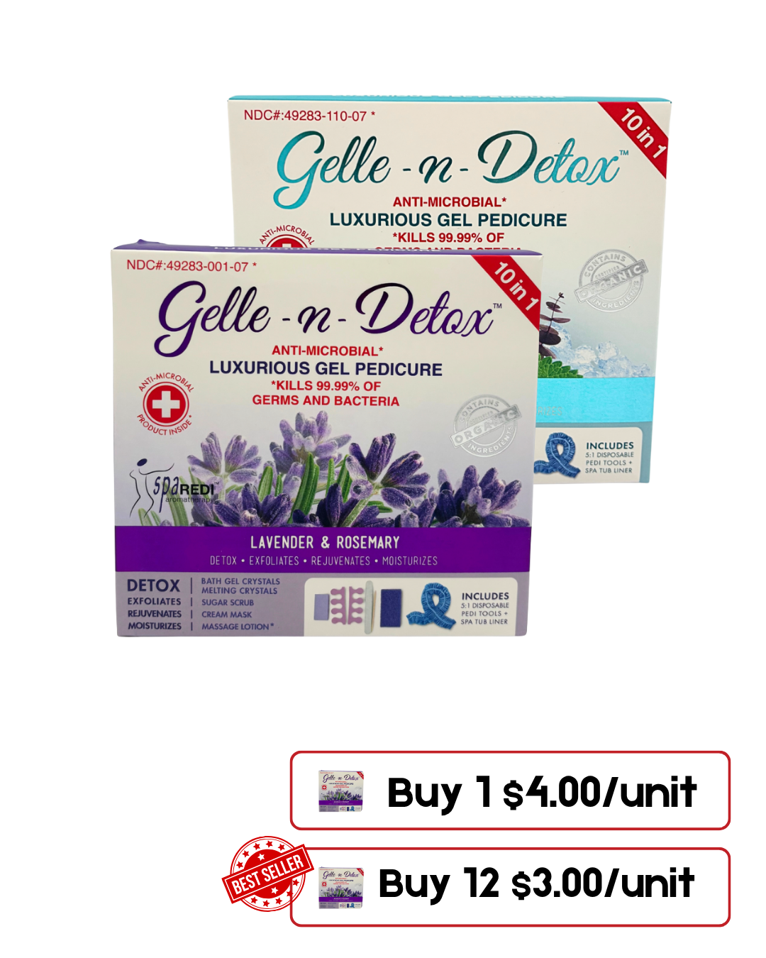 Gelle N Detox Antimicrobial Luxury Pedicure Set – 10-in-1
