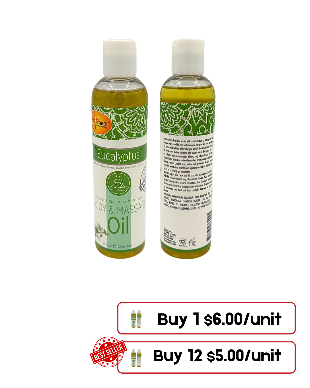 Mint & Eucalyptus Massage Oil – 8 Oz And 32 oz