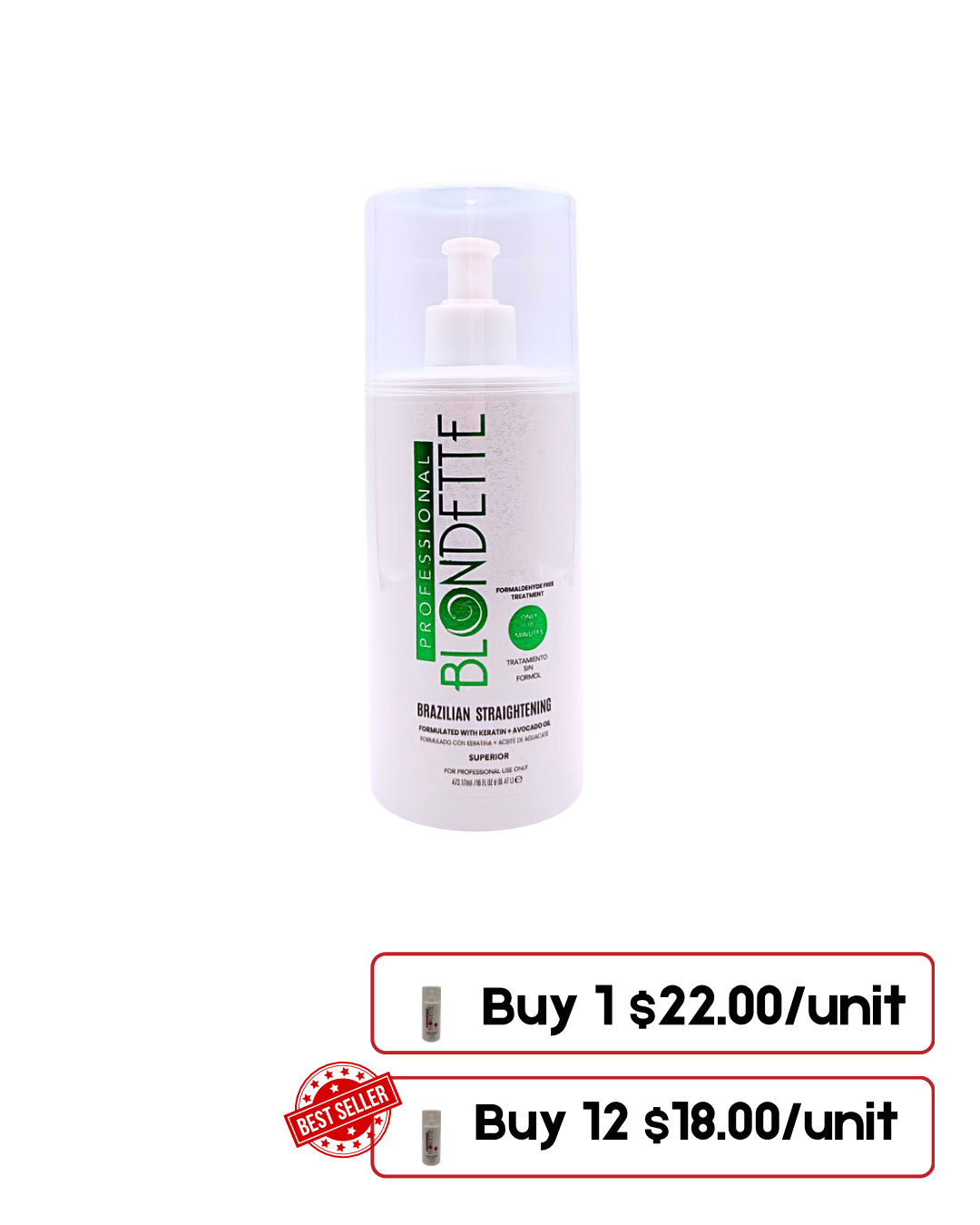 Blondette Avocado Keratin – Formaldehyde Free – 16 oz (Personal Size)