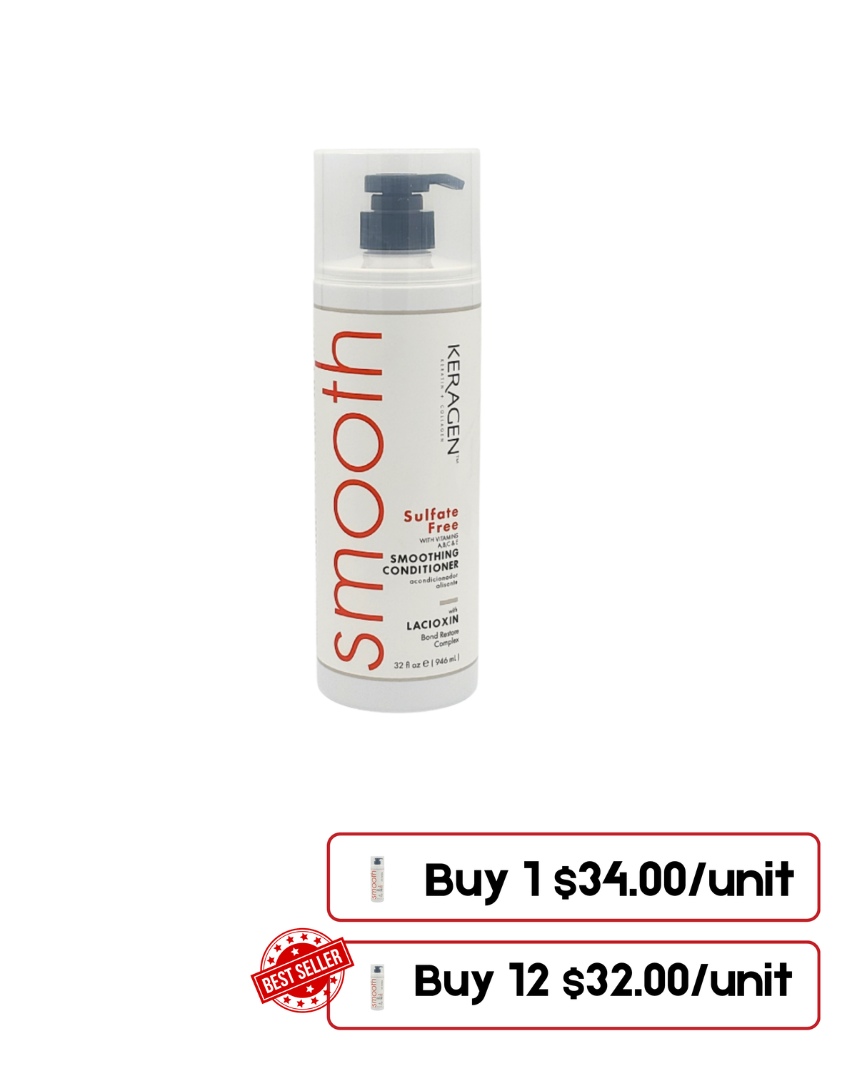 KERAGEN - Smoothing Conditioner with Keratin Sulfate Free, 32 Oz