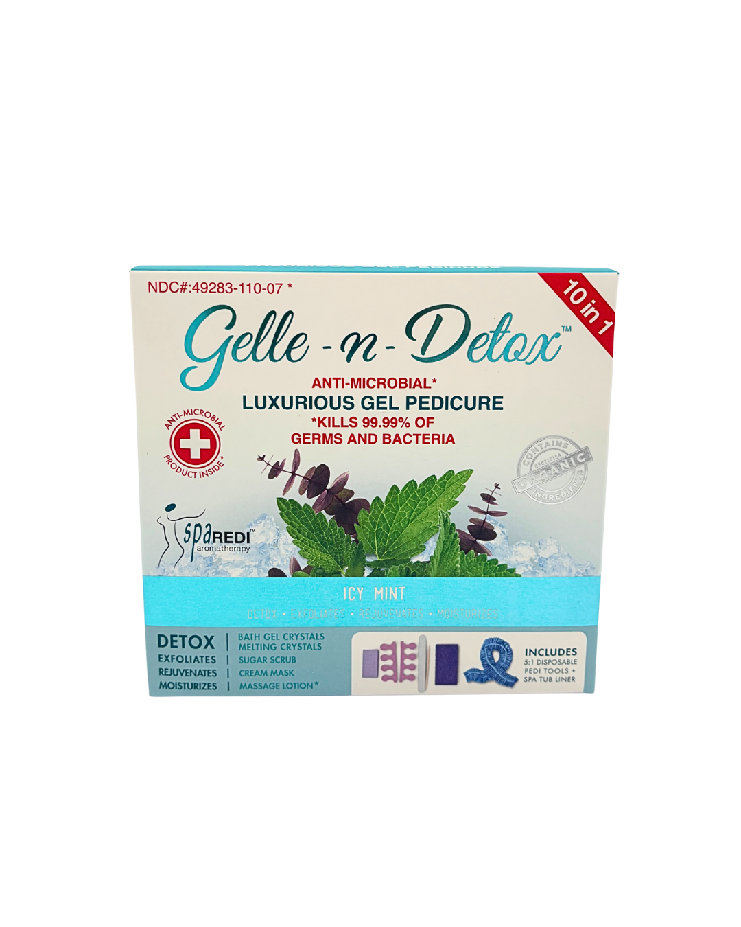Gelle N Detox Antimicrobial Luxury Pedicure Set – 10-in-1