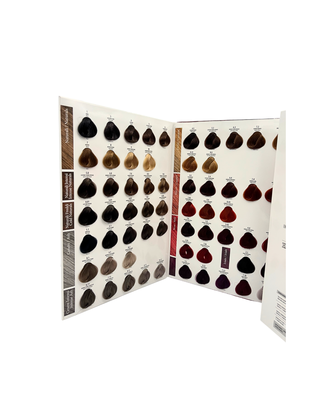 Blondette Hair Color Chart, scale of colors on strands of hair.