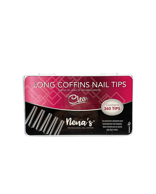 Nena’s Nails Nail Tips – Long Coffin, Long Square and Long Stiletto | Clear & Natural