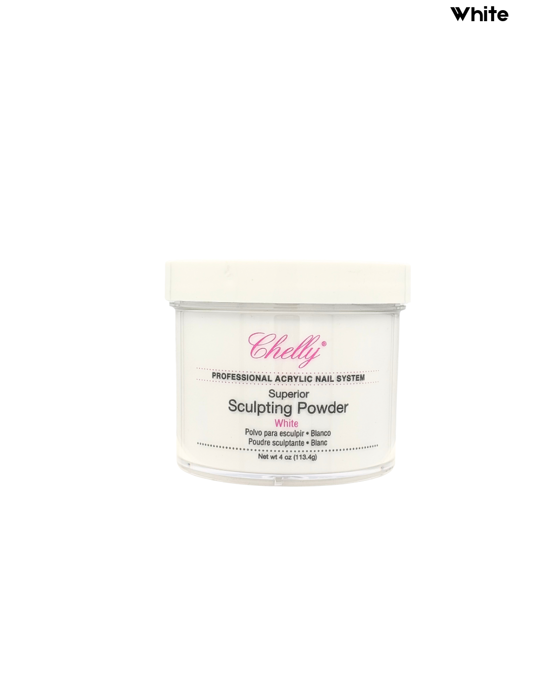 Chelly Acrylic Powder – 4 Oz | White, Blush Pink Sheer, Clear Sheer, Medium Pink Sheer