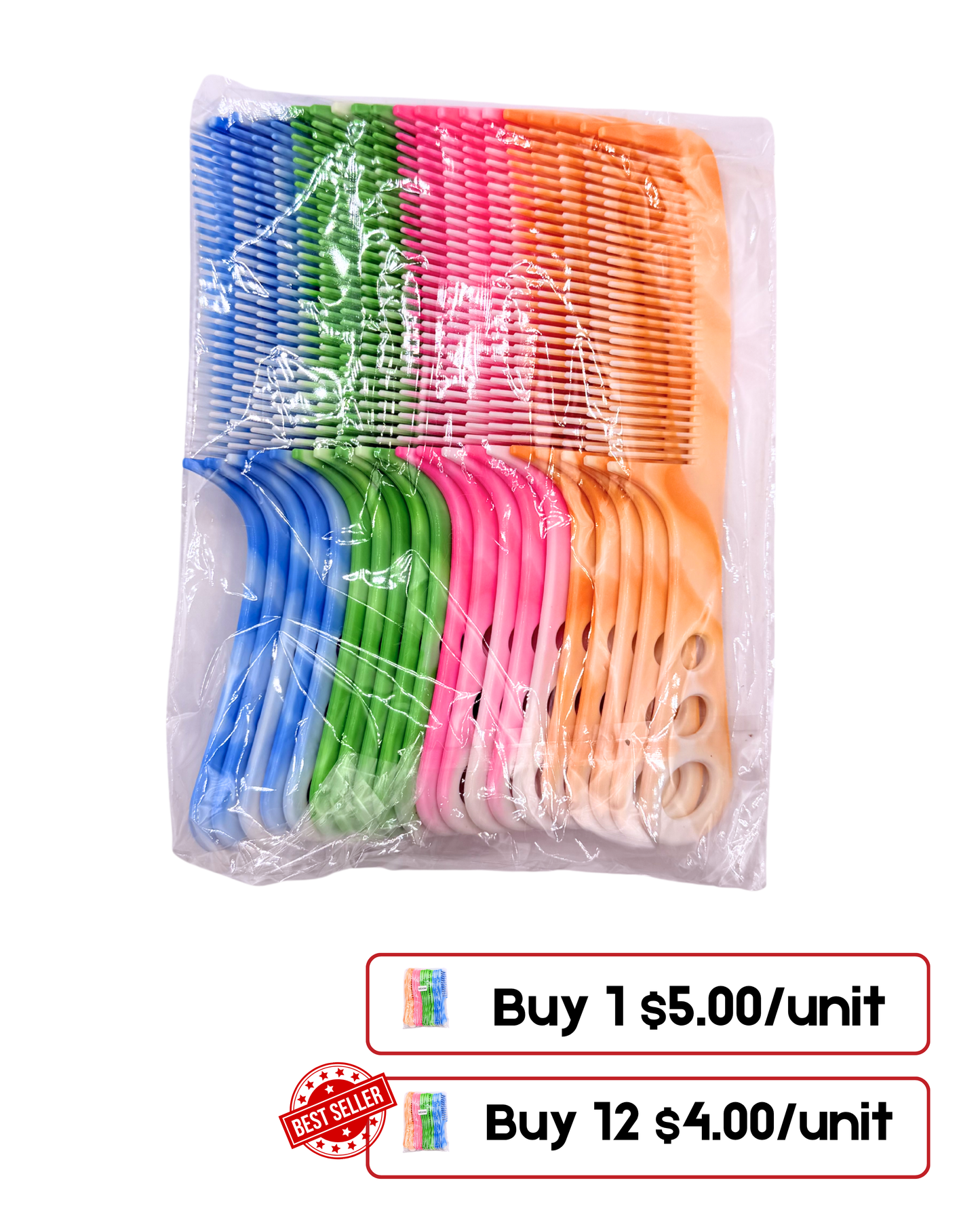 Colorful Hair Combs Set – 20 Pack Slim & Fine Styling Combs (2 Styles)