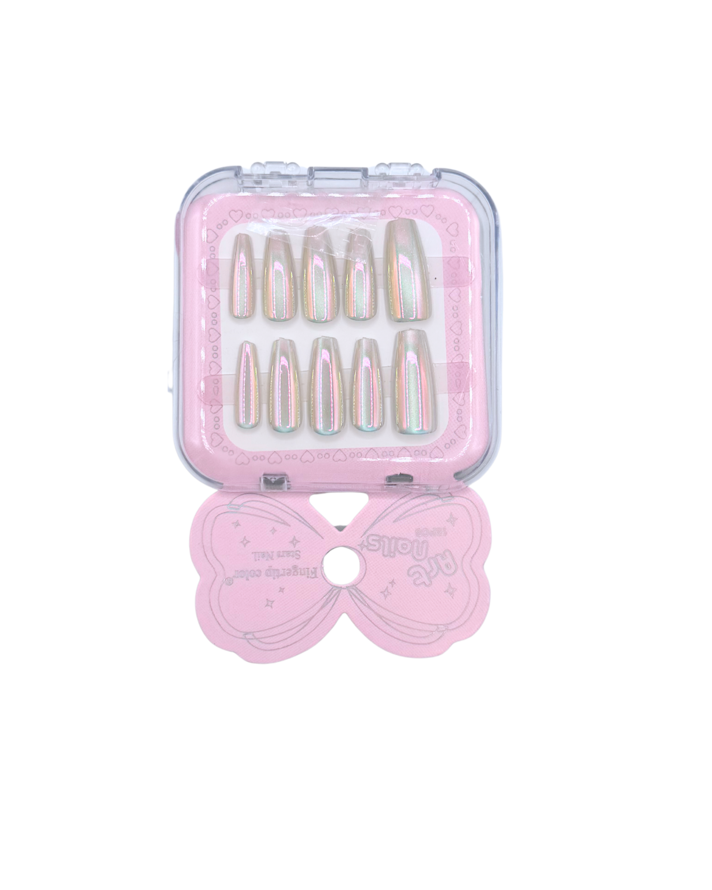 Mirror Effect Press-On Nails – Coffin Medium & Short Square Set 12 (styles of each one)