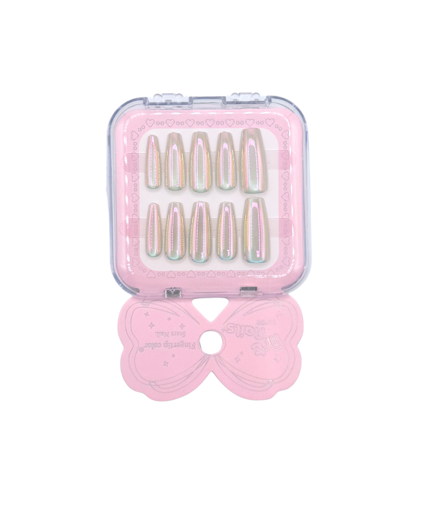 Mirror Effect Press-On Nails – Coffin Medium & Short Square Set 12 (styles of each one)