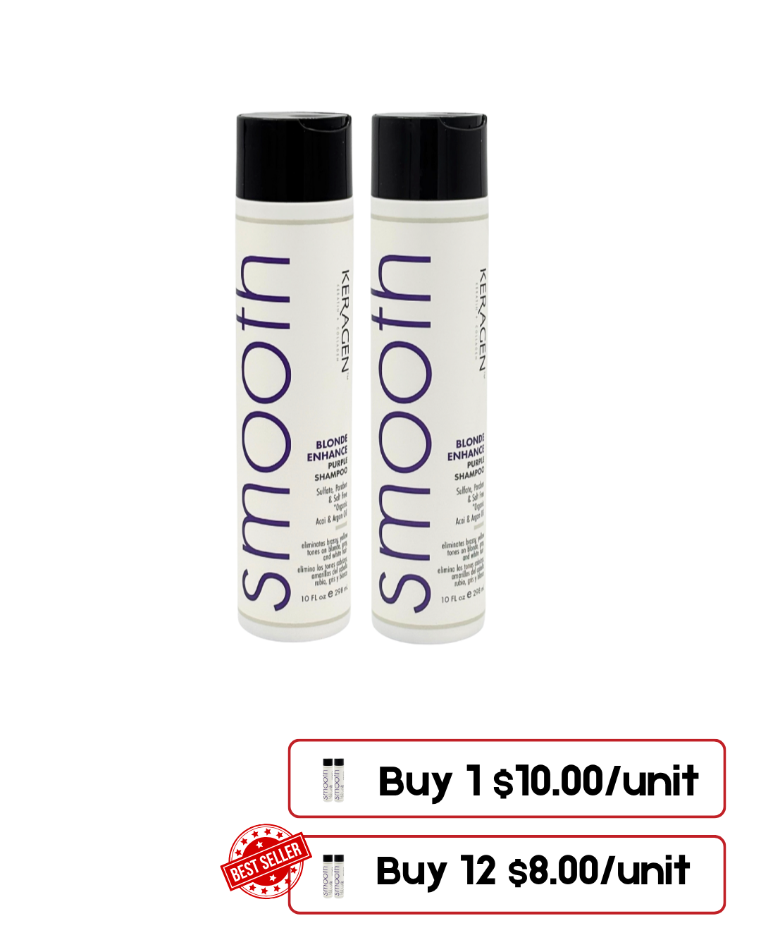 Keragen Color Enhance Purple Shampoo & Conditioner Combo – 10 Oz Each
