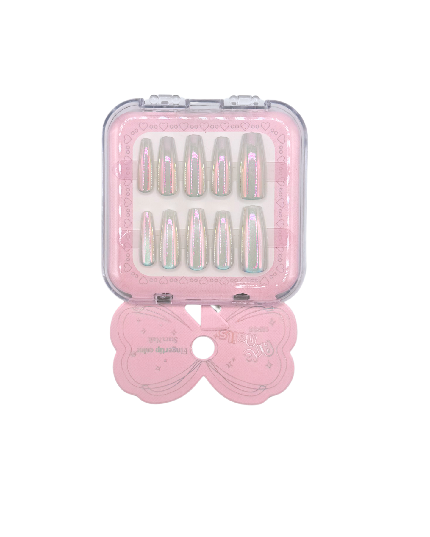Mirror Effect Press-On Nails – Coffin Medium & Short Square Set 12 (styles of each one)