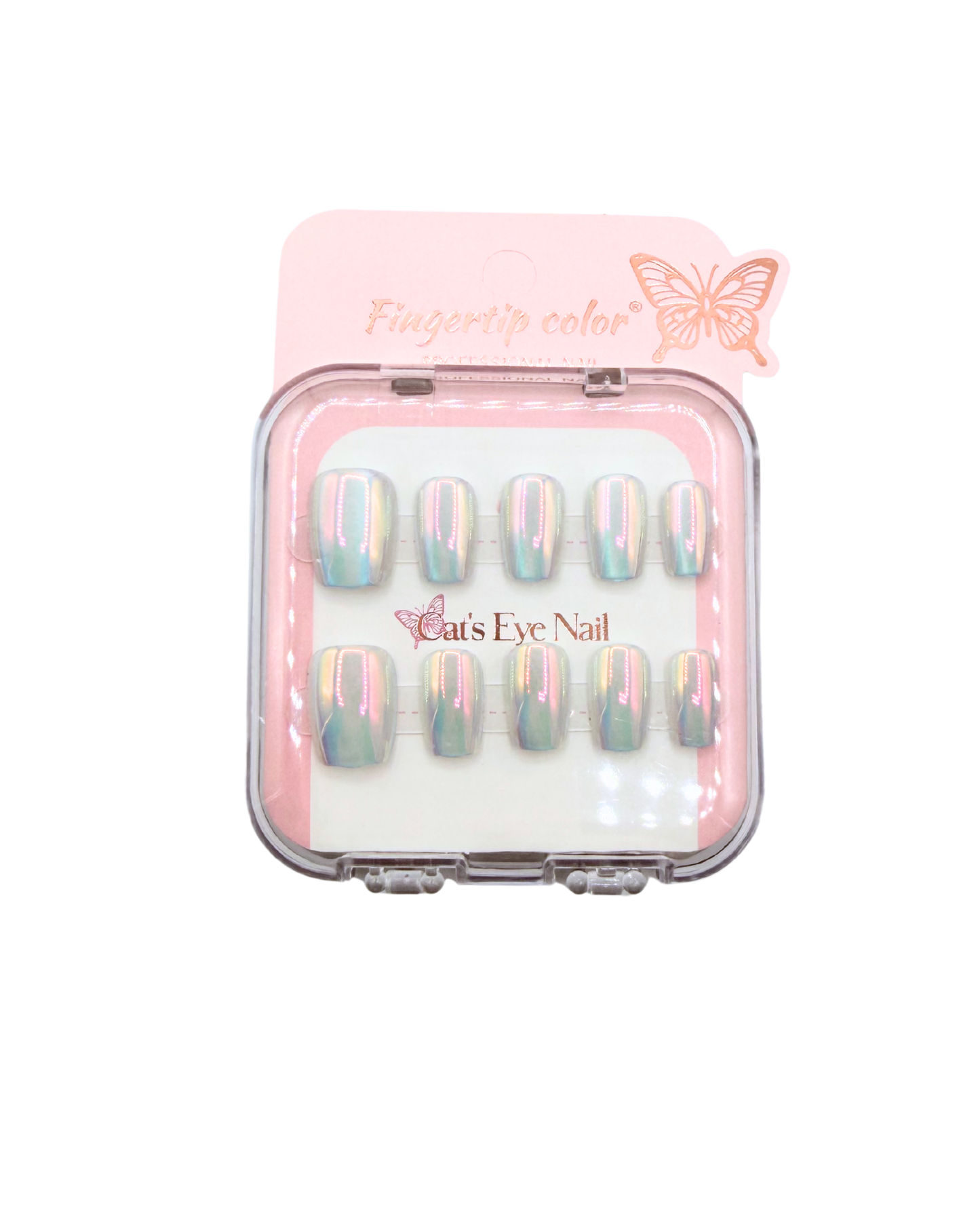 Mirror Effect Press-On Nails – Coffin Medium & Short Square Set 12 (styles of each one)