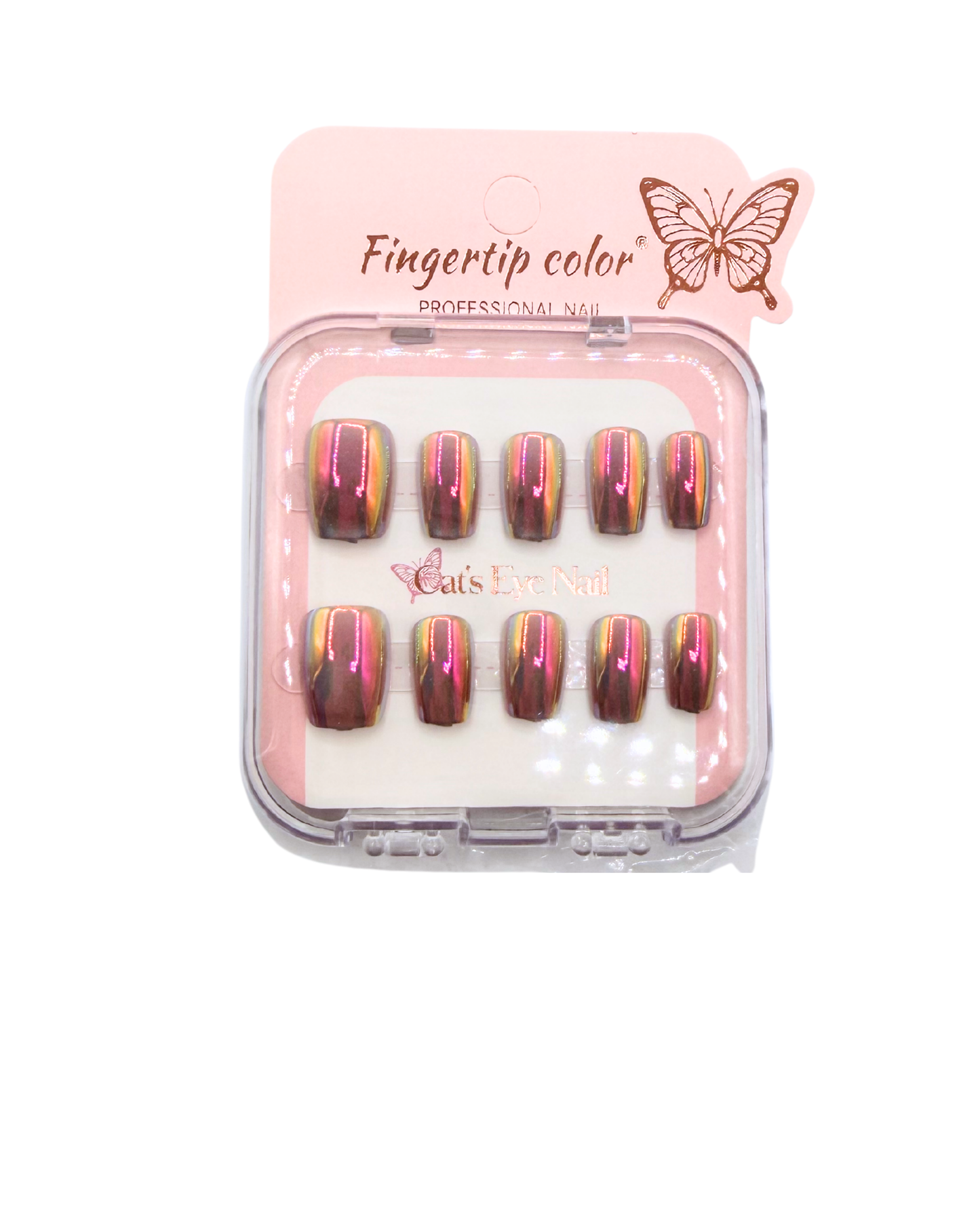 Mirror Effect Press-On Nails – Coffin Medium & Short Square Set 12 (styles of each one)
