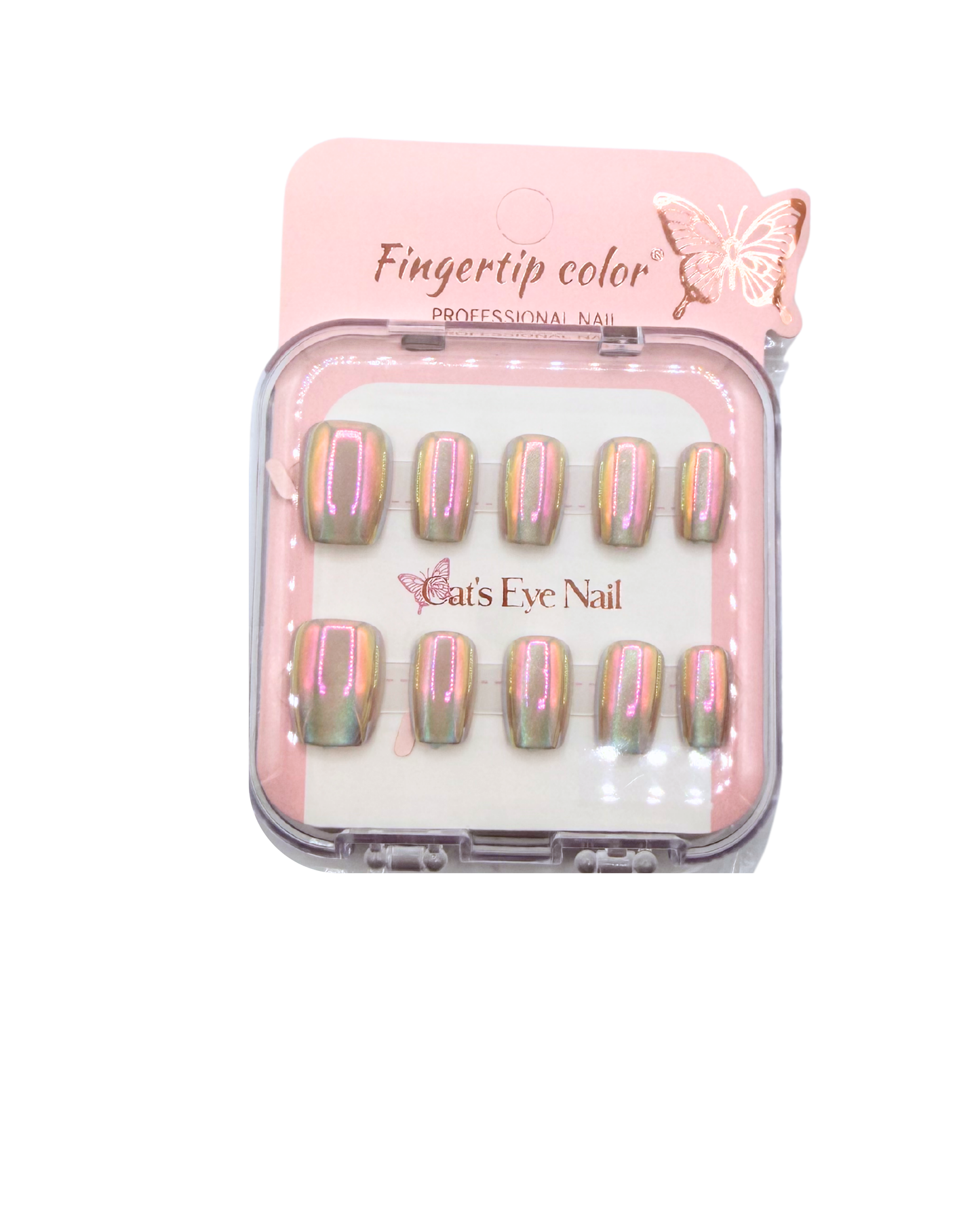 Mirror Effect Press-On Nails – Coffin Medium & Short Square Set 12 (styles of each one)