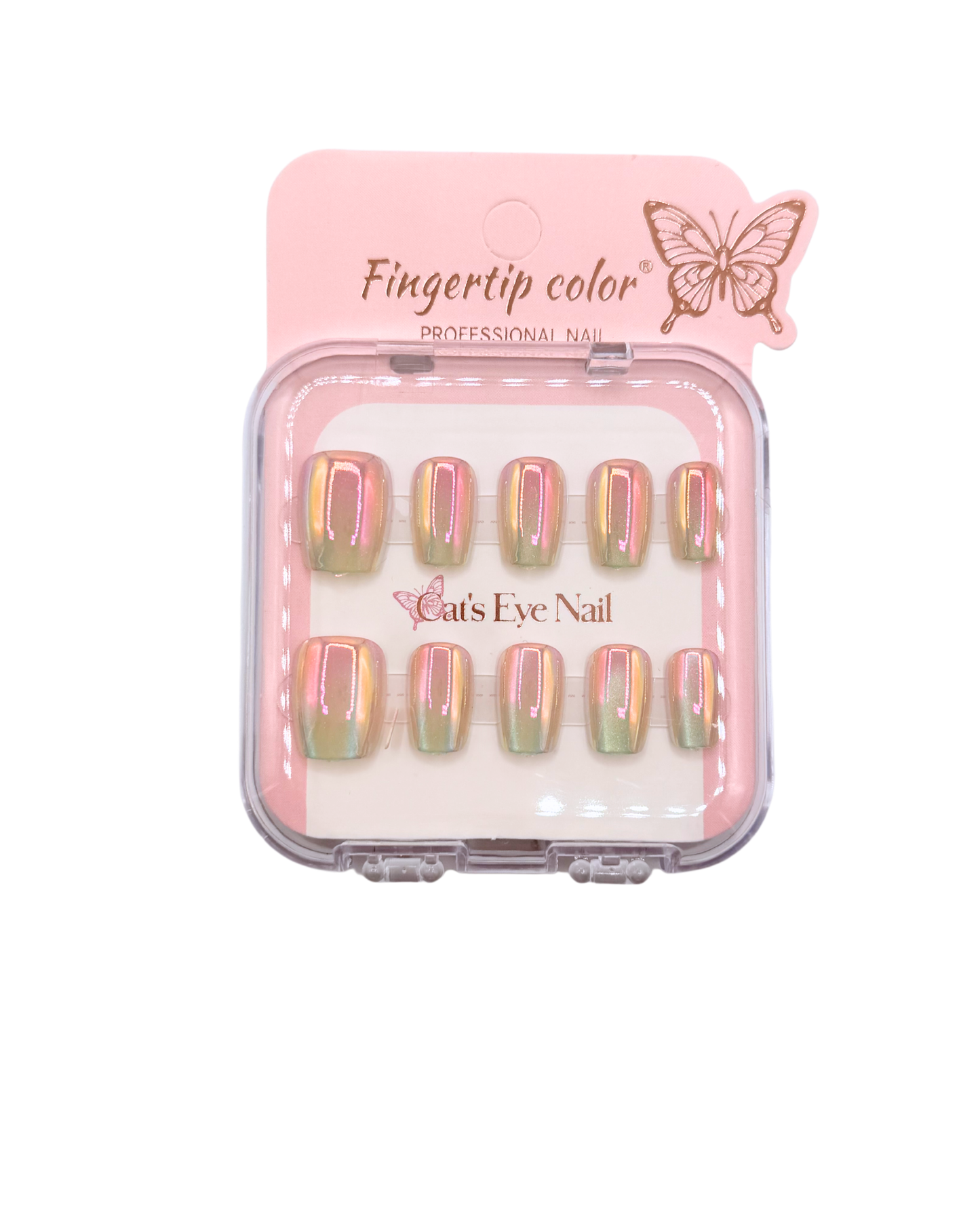 Mirror Effect Press-On Nails – Coffin Medium & Short Square Set 12 (styles of each one)