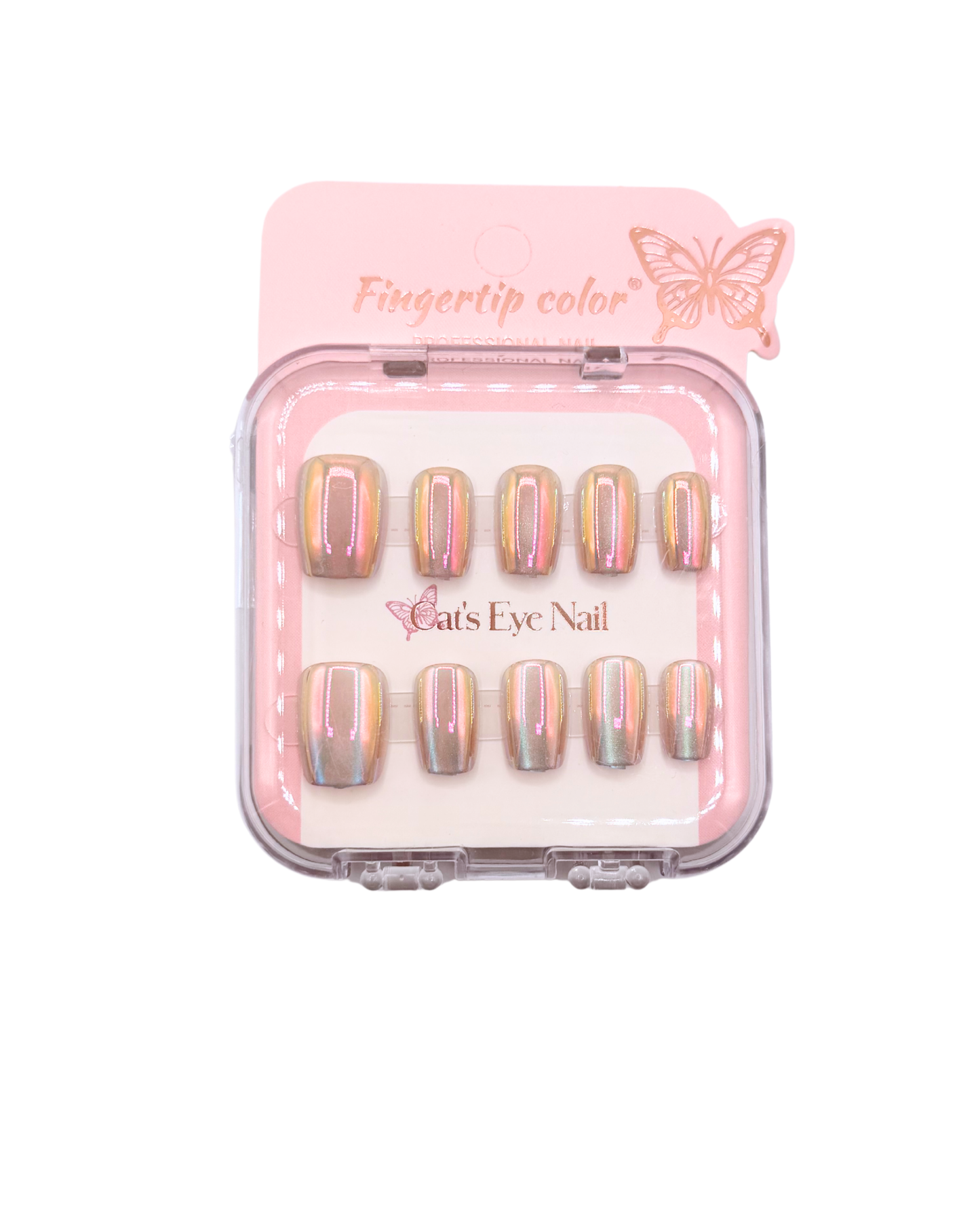 Mirror Effect Press-On Nails – Coffin Medium & Short Square Set 12 (styles of each one)