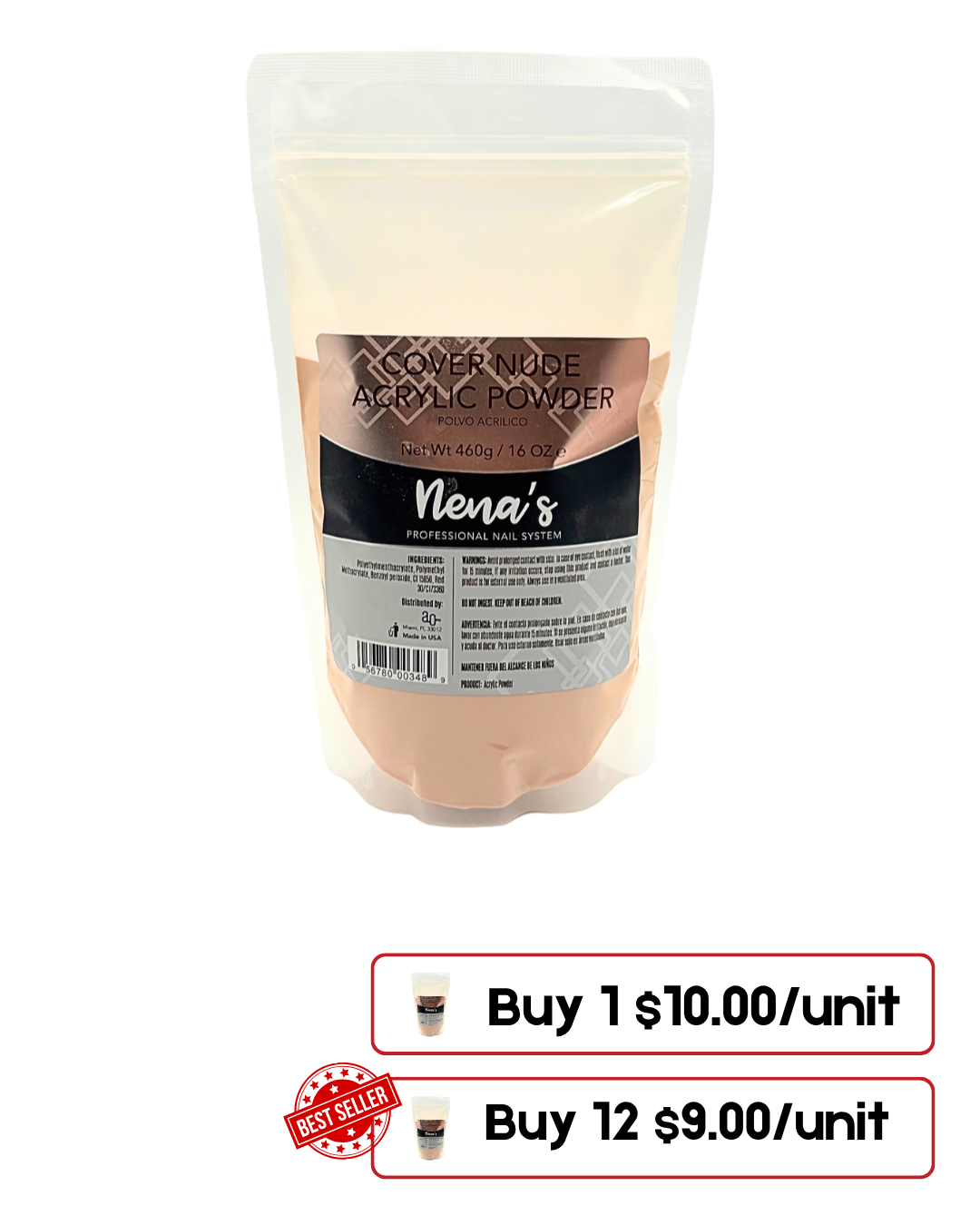 Nena’s Nails Acrylic Powder – 1 lb | Clear, Nude, Pink, White