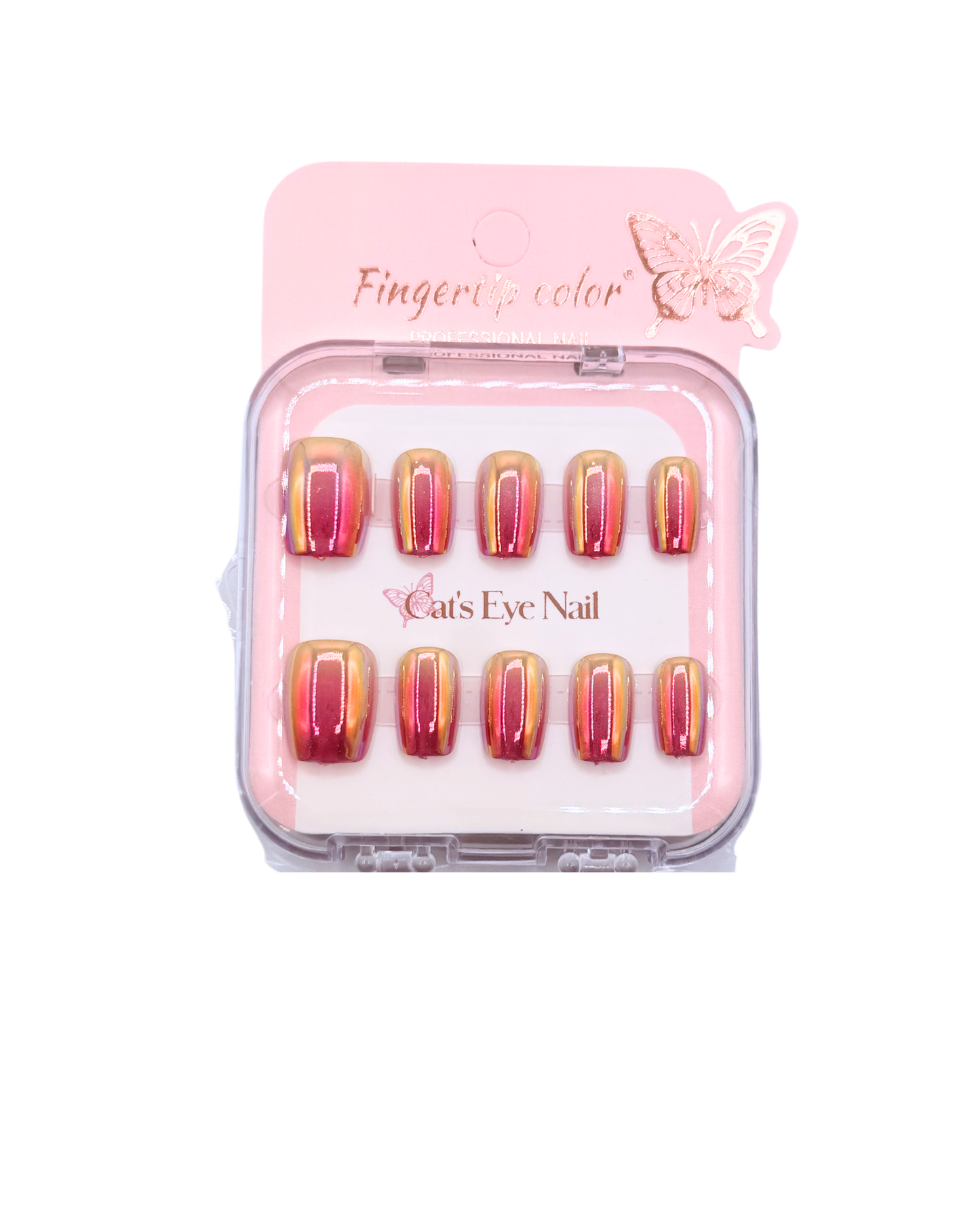 Mirror Effect Press-On Nails – Coffin Medium & Short Square Set 12 (styles of each one)