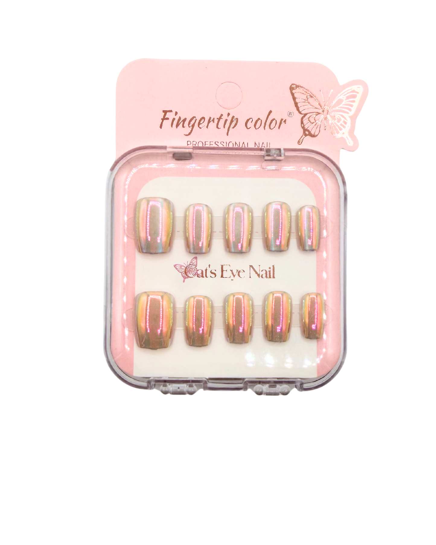 Mirror Effect Press-On Nails – Coffin Medium & Short Square Set 12 (styles of each one)