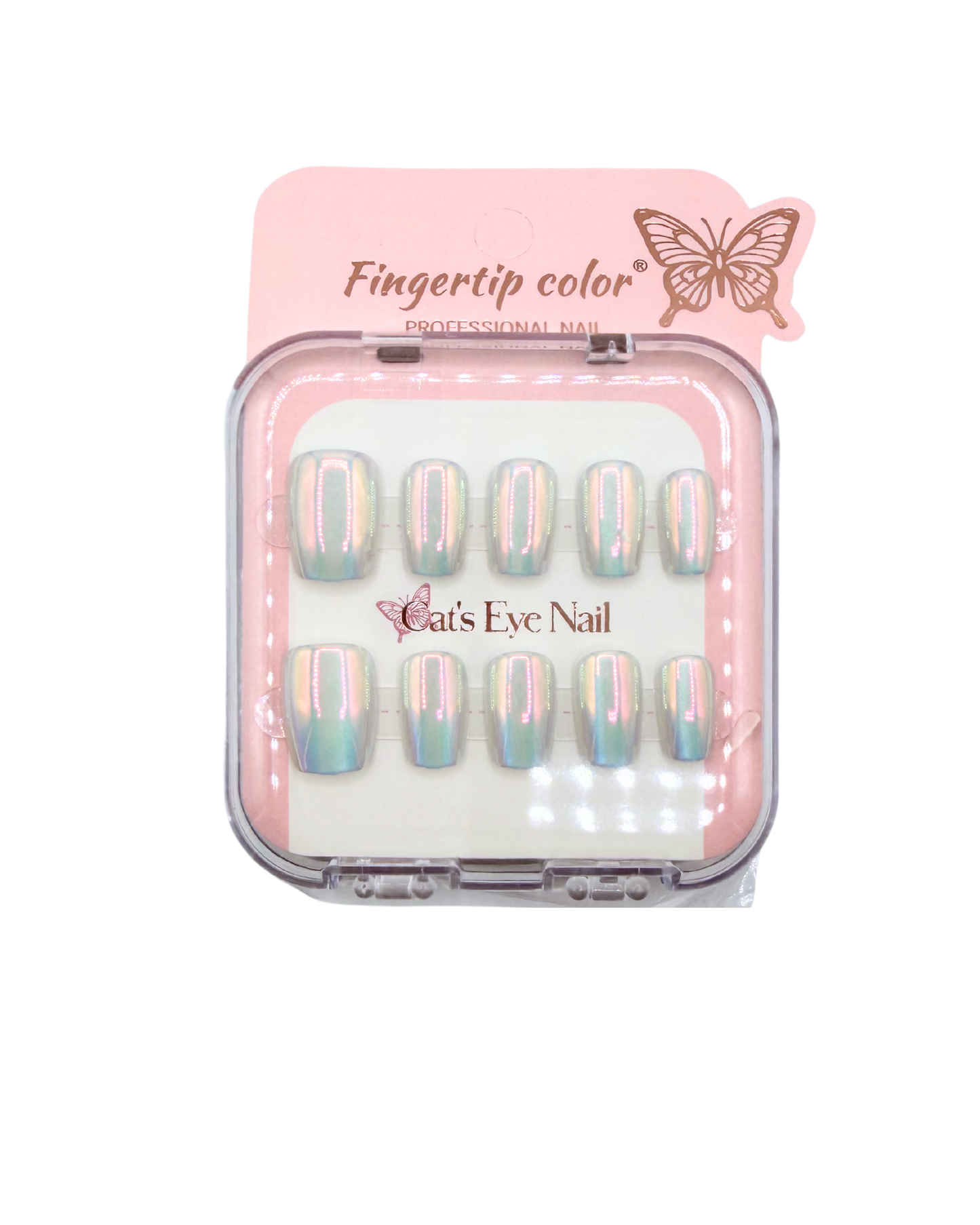 Mirror Effect Press-On Nails – Coffin Medium & Short Square Set 12 (styles of each one)