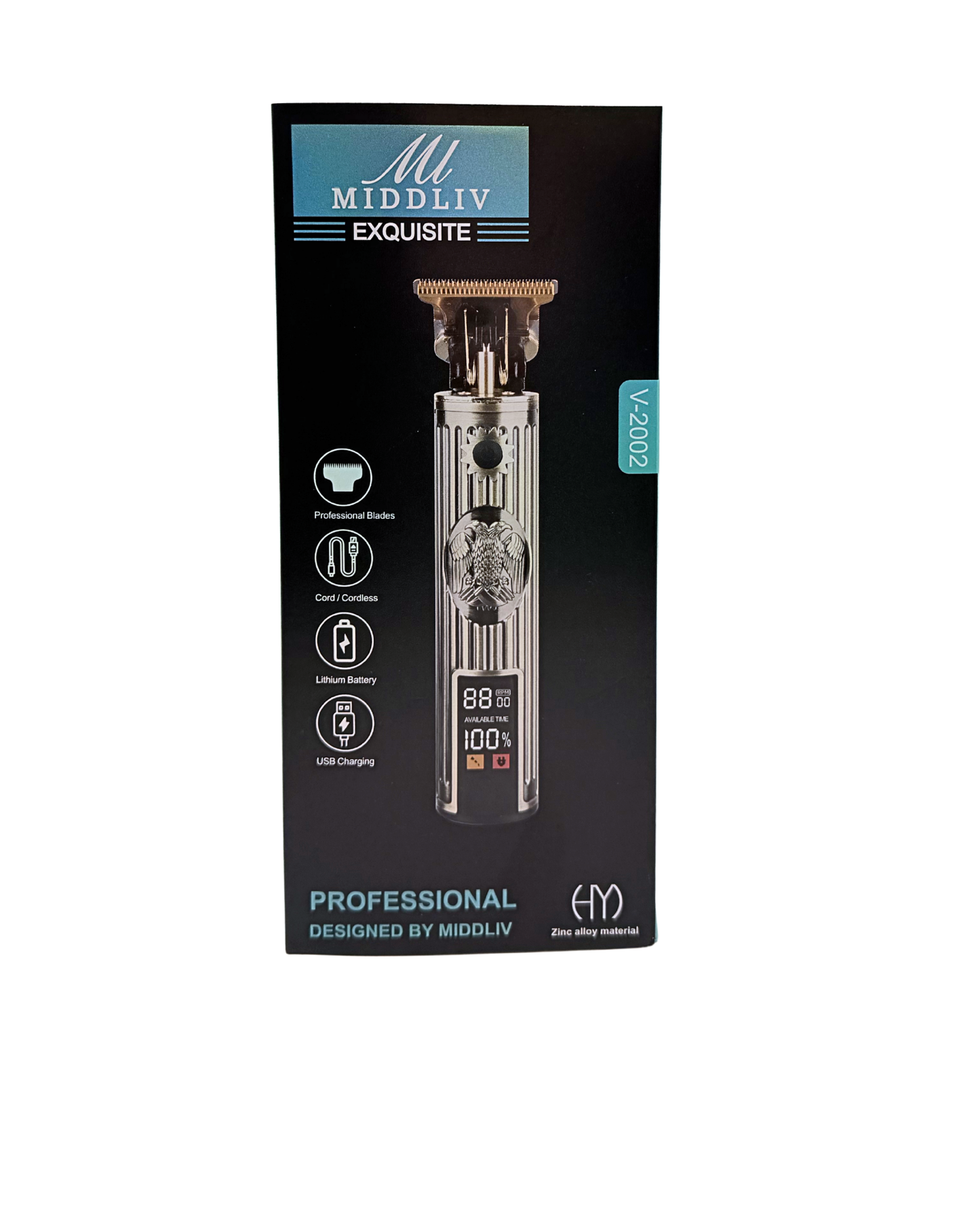 Rechargeable Professional Electric Shaver V2002 – Lithium Battery, Precision Blades & Charging Cable Included