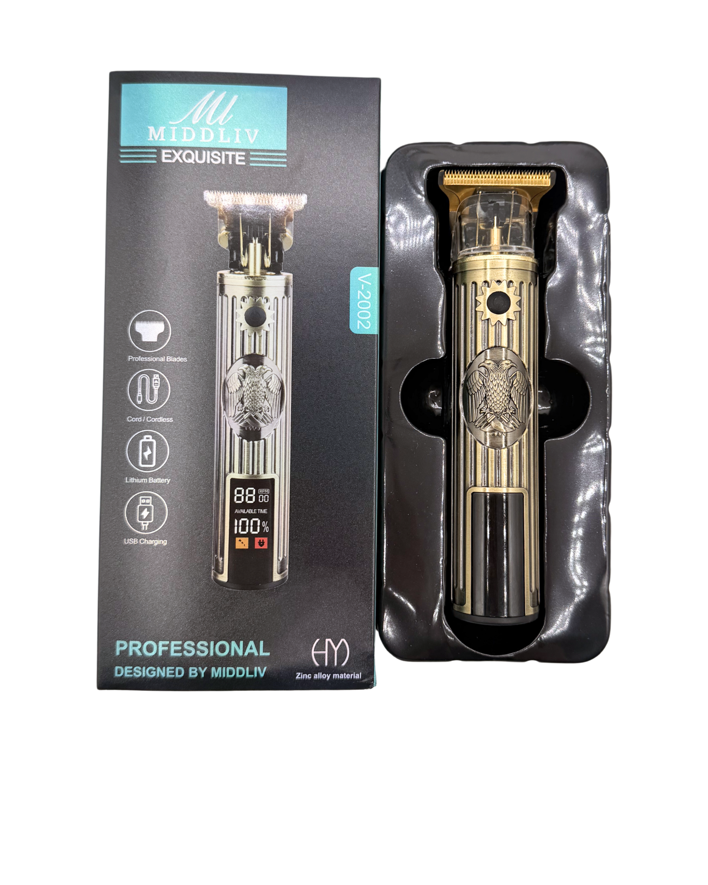 Rechargeable Professional Electric Shaver V2002 – Lithium Battery, Precision Blades & Charging Cable Included