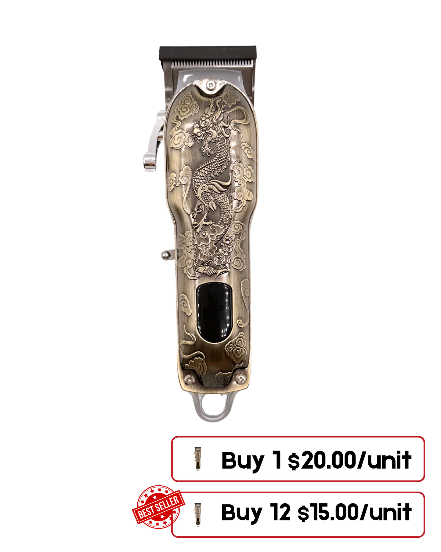 Dragon Large Professional Hair Trimmer – Rechargeable T-Blade Clipper with Metal Body
