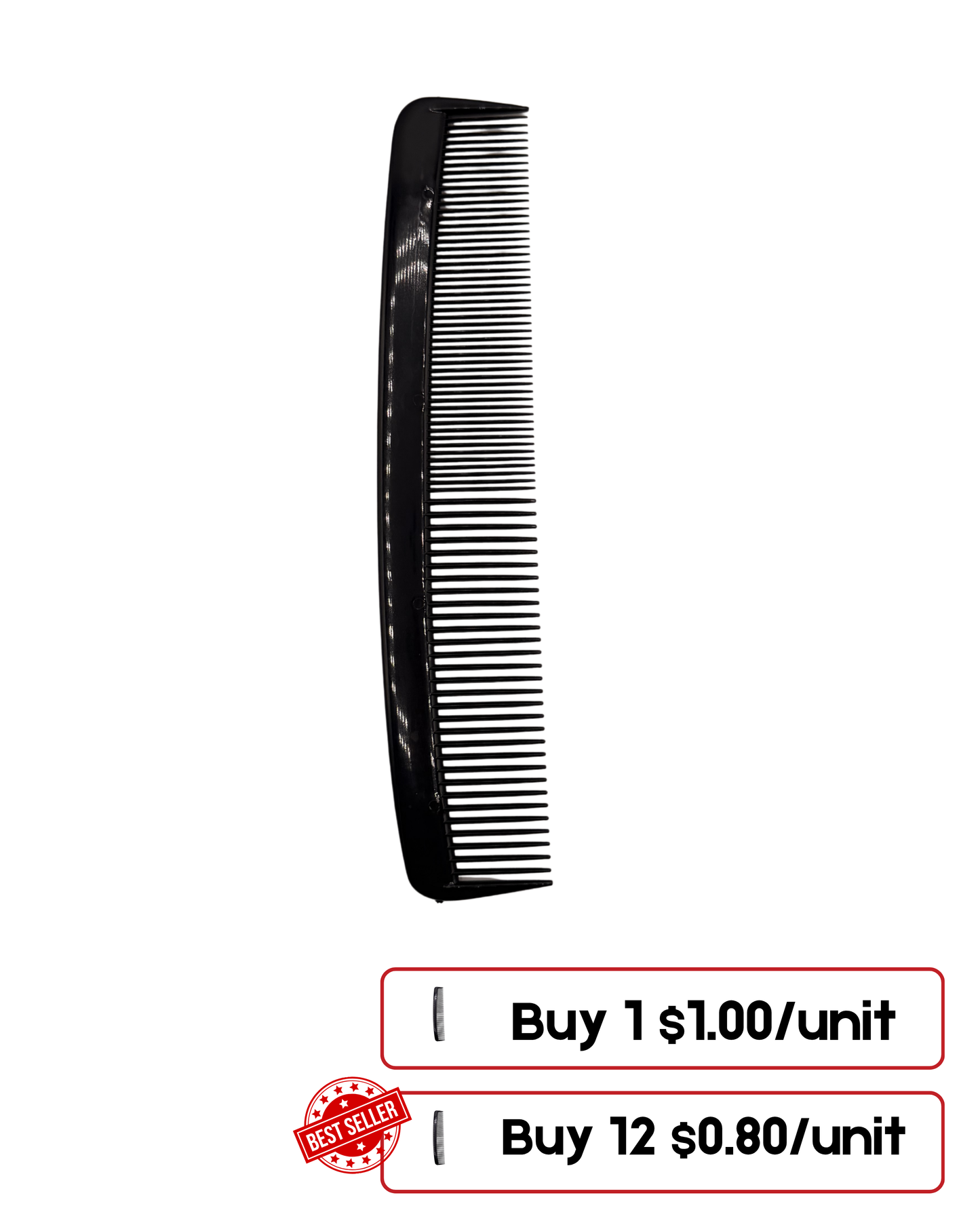 Basic Black Hair Comb – Individual Professional Styling Comb