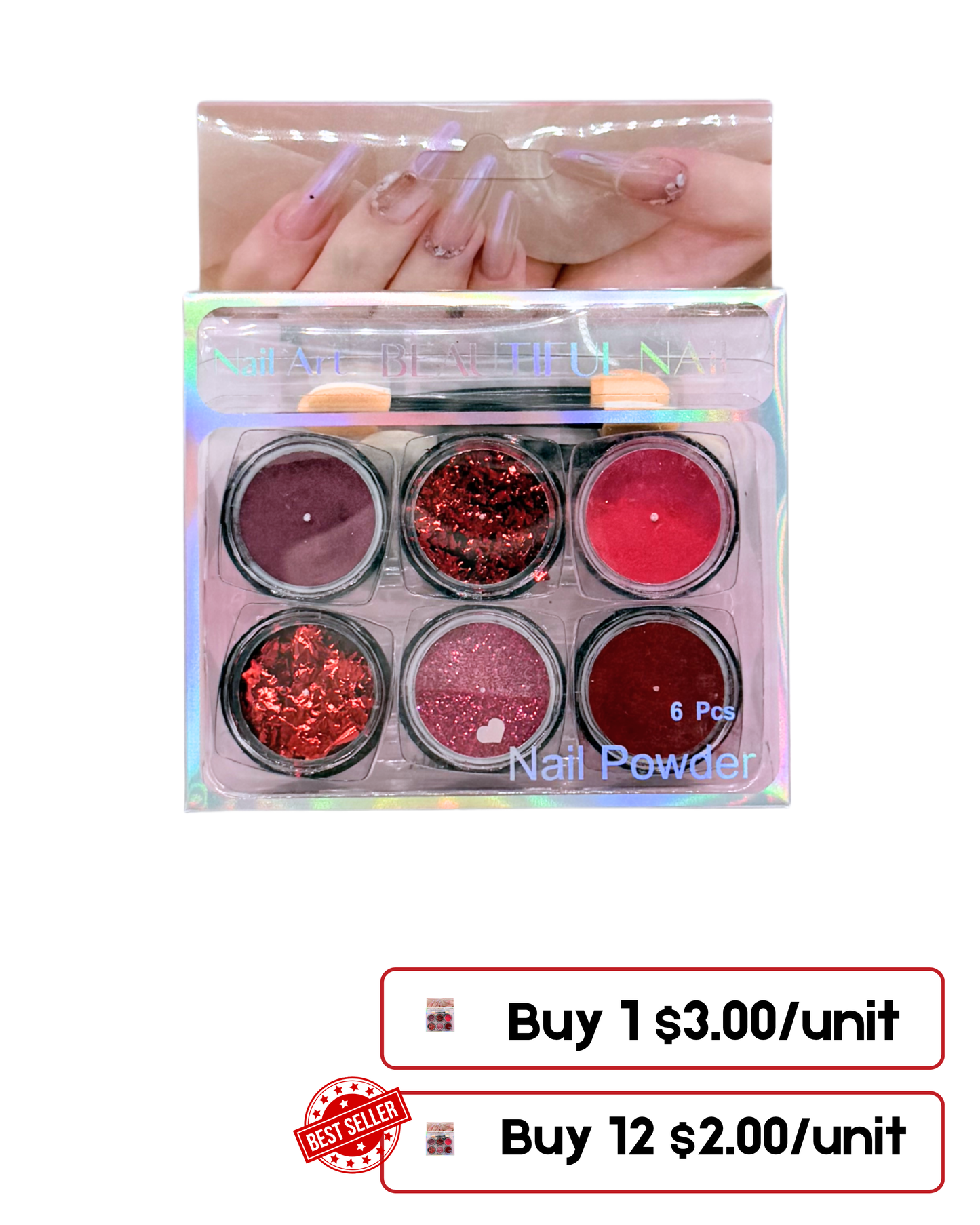6-in-1 Nail Pigment Powder Set – Professional Color Pigments for Nail Art