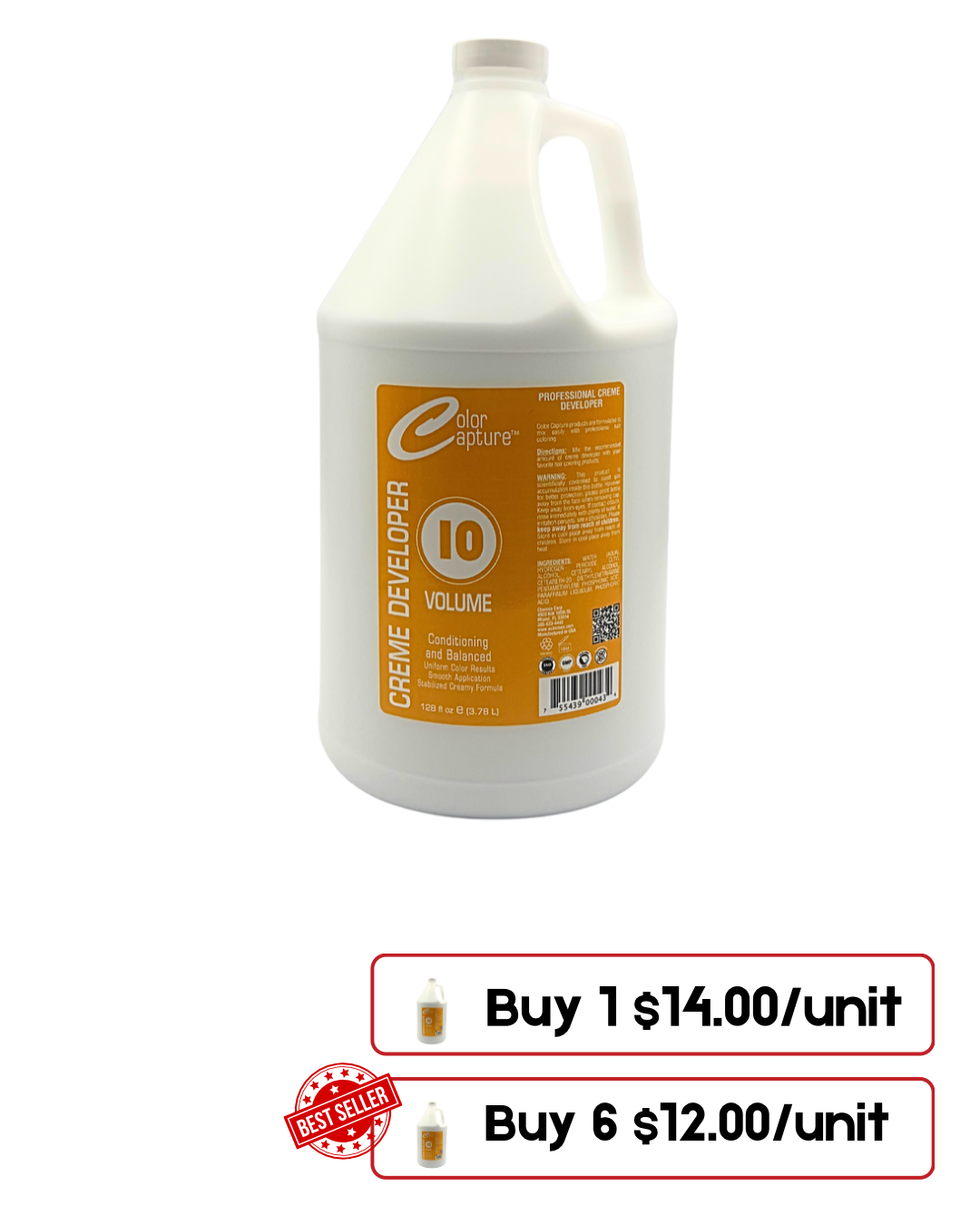 Color Capture – Peroxide Developer 10, 20 & 30 Volumes Gallon