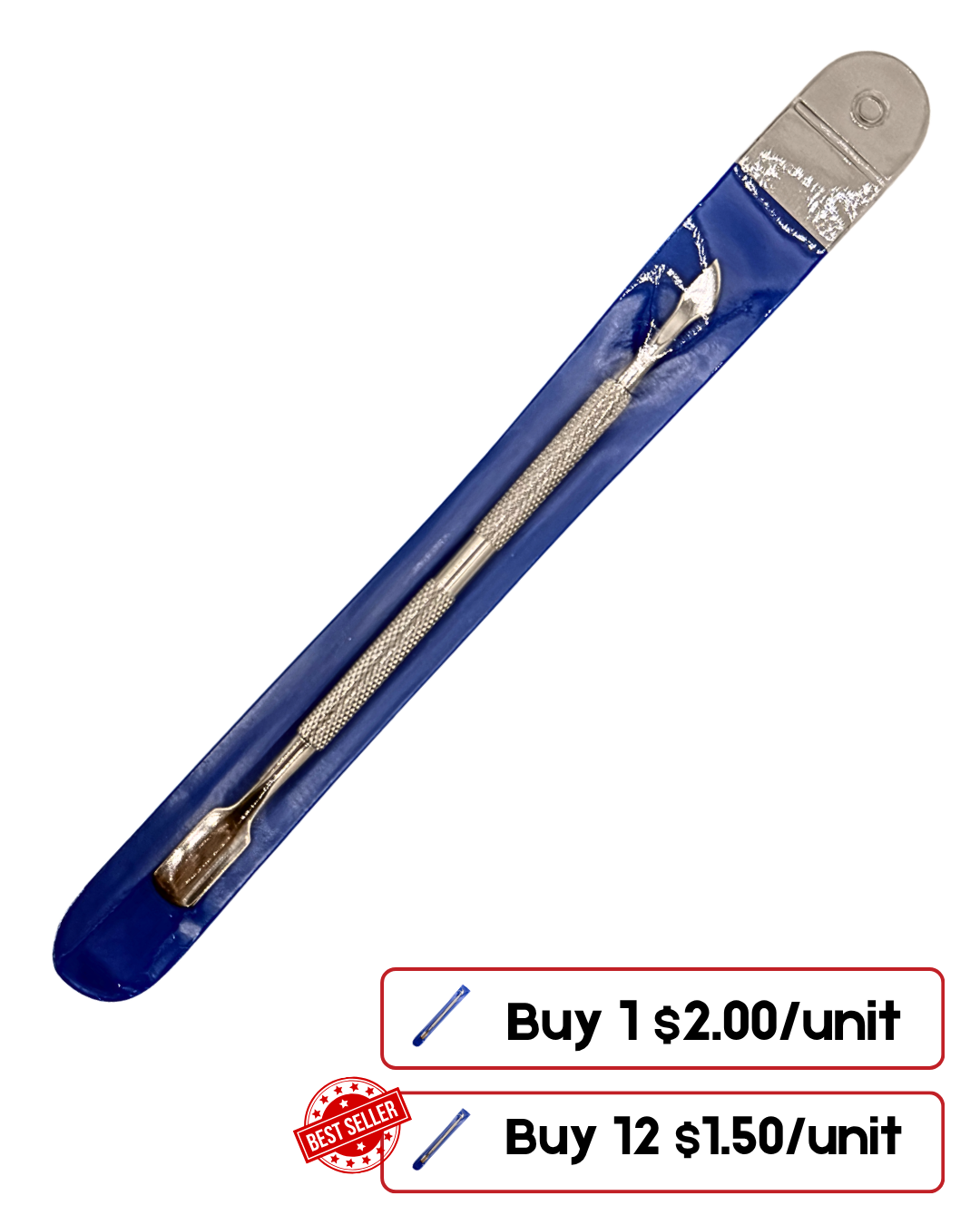 Stainless Steel Cuticle Pusher | Professional Dual-Ended Cuticle Remover Tool