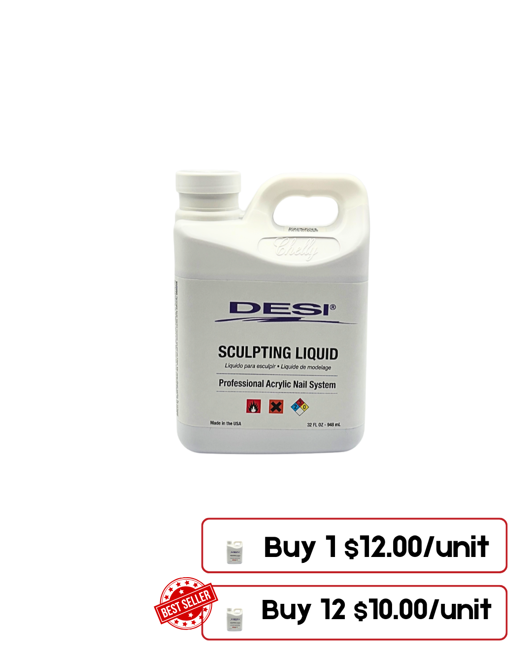 Chelly Liquid Nail Monomer Desi  –  32 Oz