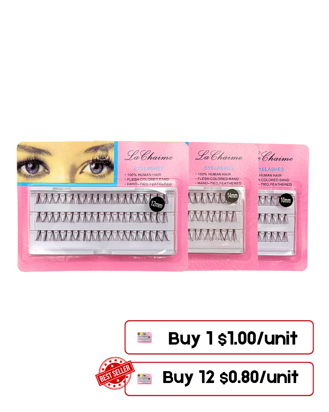 La Chaime False Eyelashes – 10mm, 12mm, 14mm