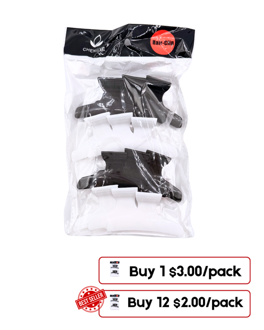 Black & White Hair Clips – 12 Pack Classic Styling Clips