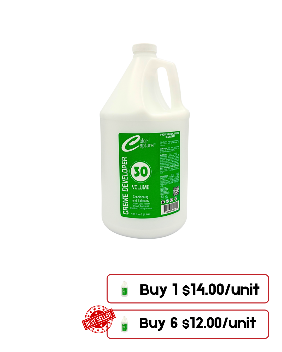 Color Capture – Peroxide Developer 10, 20 & 30 Volumes Gallon