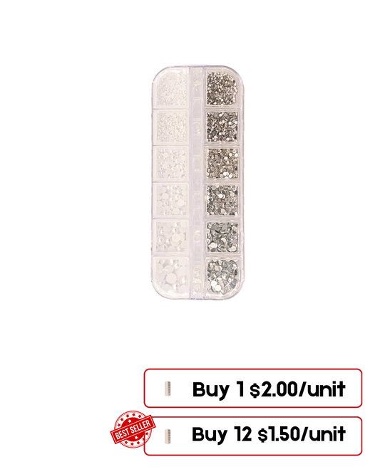 Pearls & Rhinestones Mix – Nail Art Decorations (Assorted Sizes)