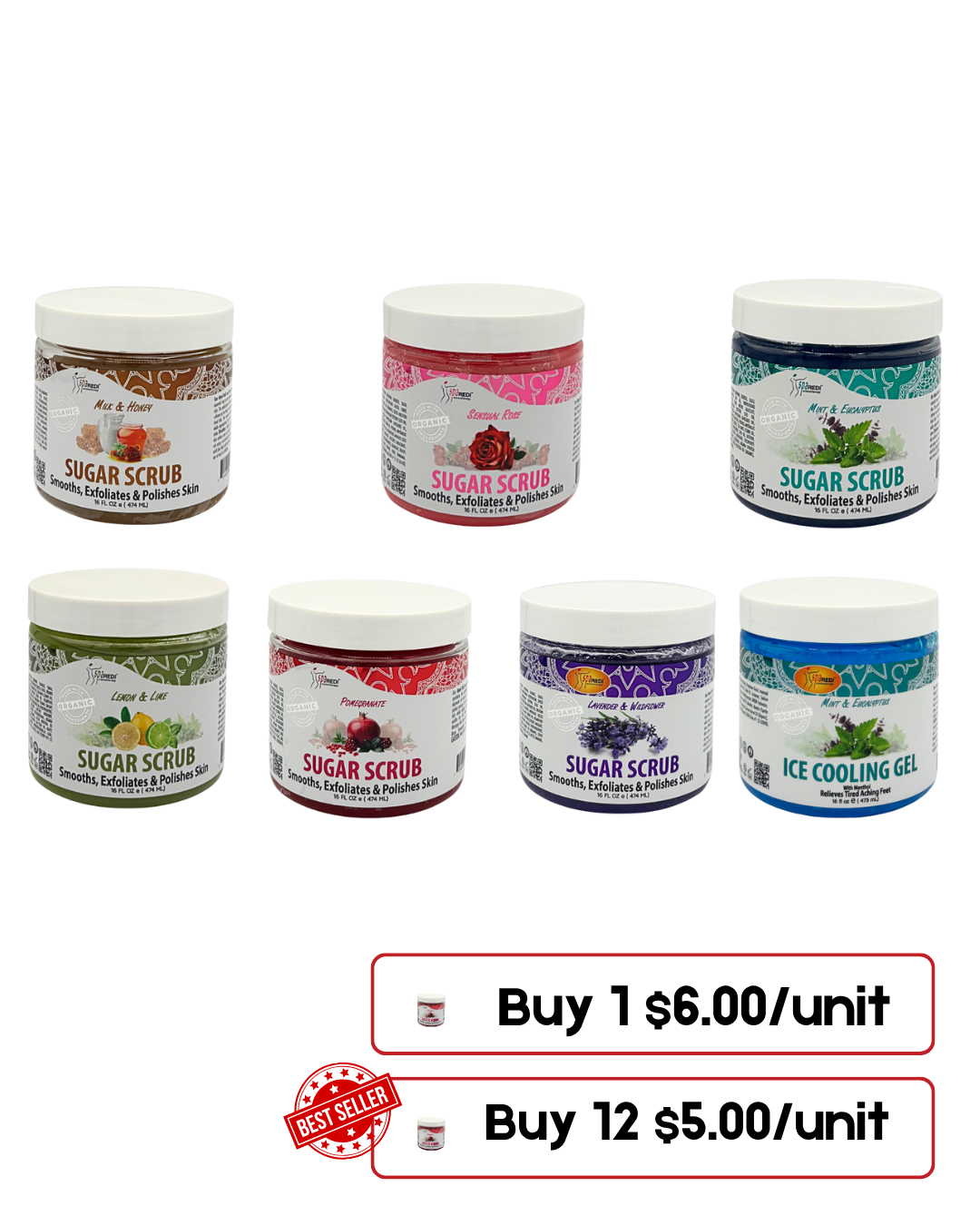Sugar Scrub Collection – 16 Oz Each