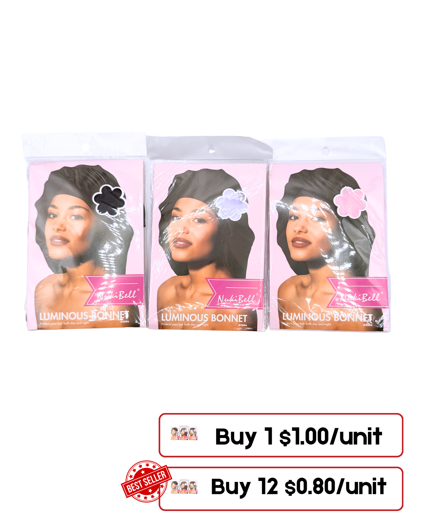 Satin Sleep Bonnet – 3 Colors Hair Protection Night Cap