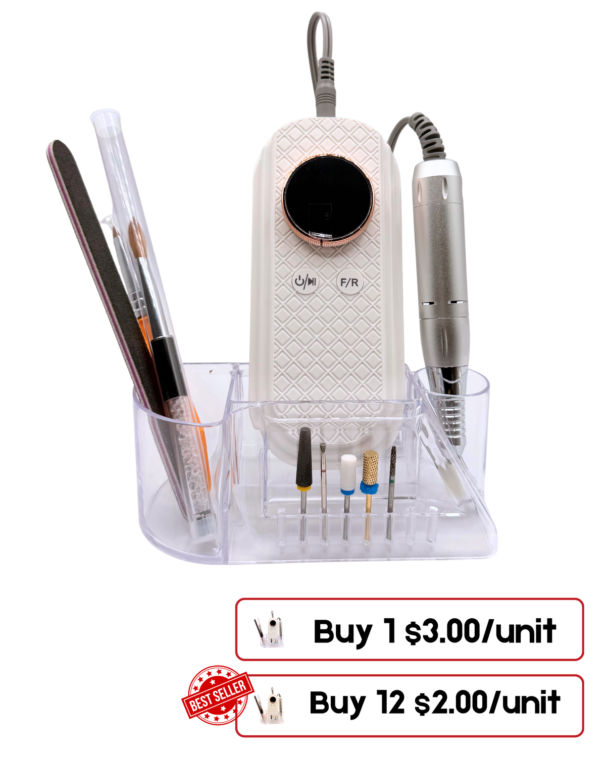Clear Nail Drill Stand