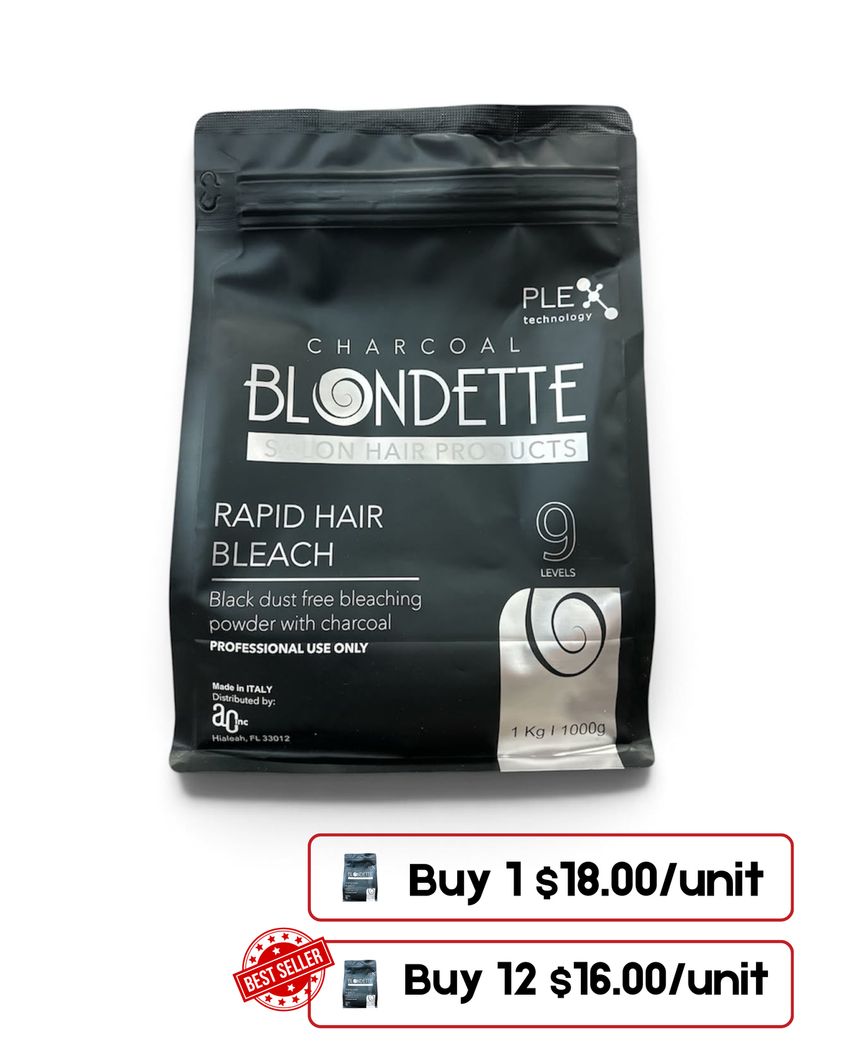 Blondette Charcoal Bleach with Plex – Professional Lightening Powder 1kg
