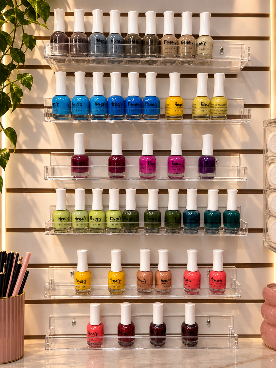 Expositor de esmaltes de uñas acrílico con capacidad para 60 unidades