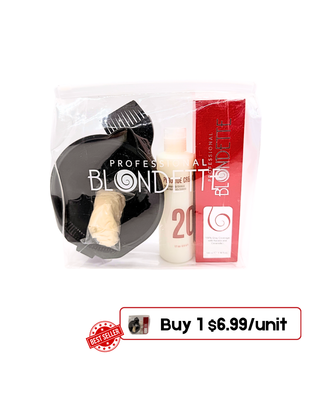 Professional Hair Color Kit 100 ml + 20 Vol Developer (6 oz) with Accessories