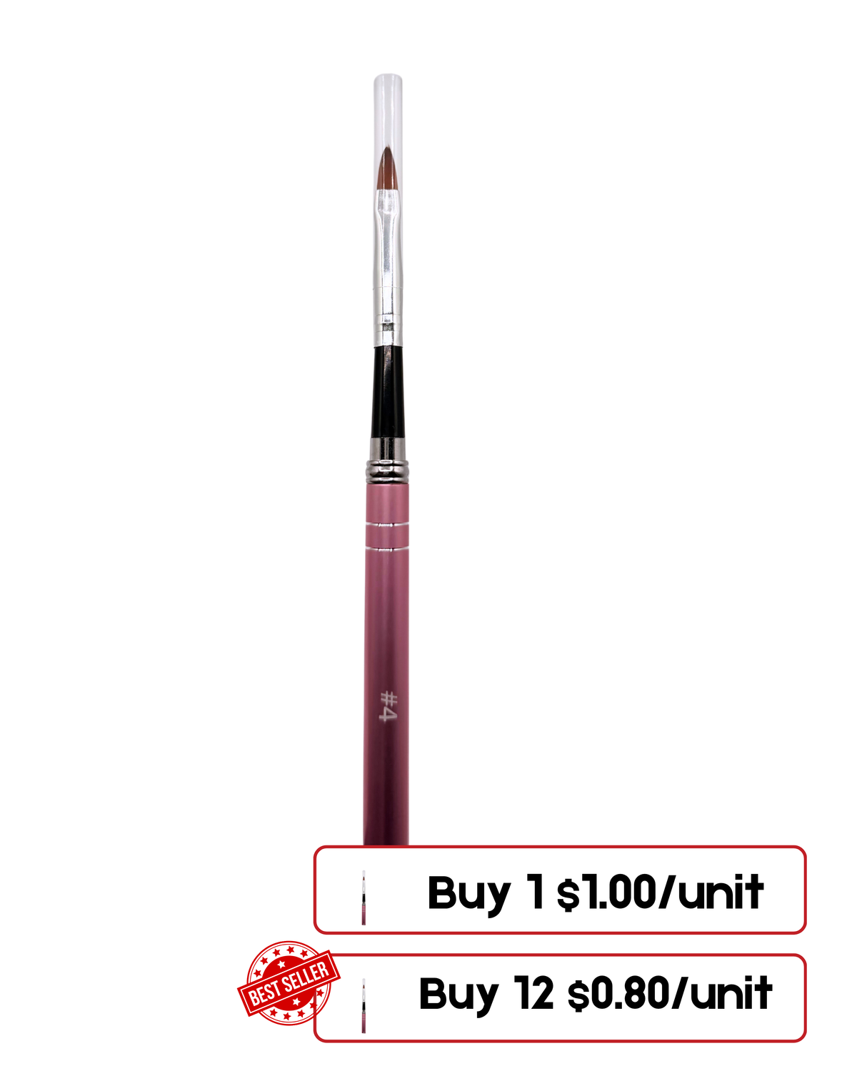 Acrylic Brush – Pink & Gold (#4 & #8)