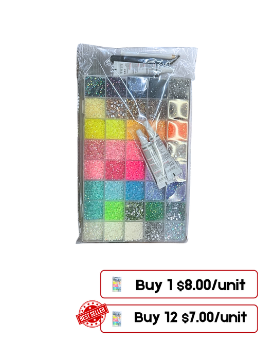 Kit de cristaux pour ongles XL avec pince et colle à ongles