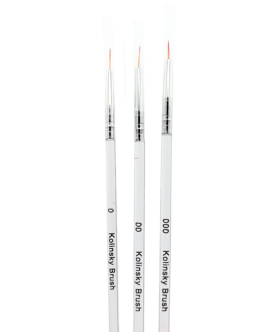 Nail Art 3-in-1 White Liner Brush Kolinsky