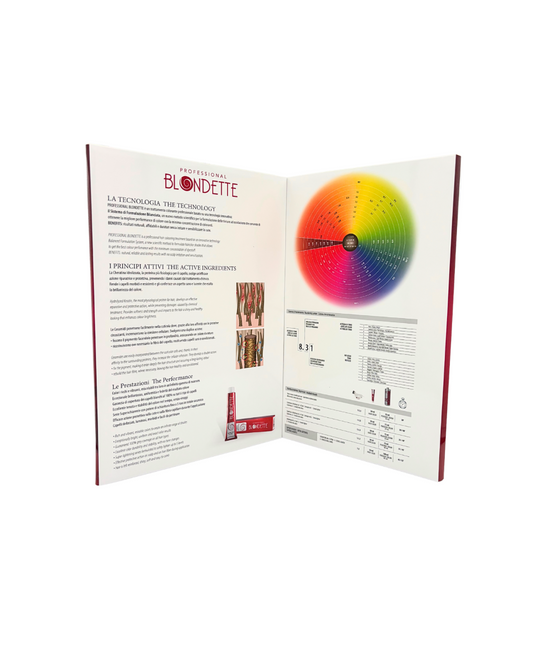 Blondette Hair Color Chart, scale of colors on strands of hair.