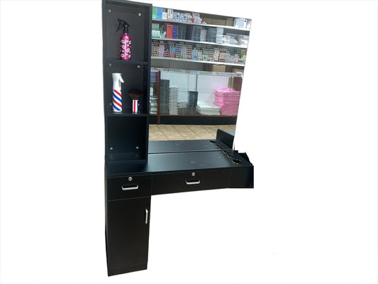 Black Built-In Mirror Cabinet – Salon Furniture