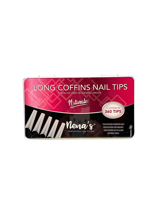 Nena’s Nails Nail Tips – Long Coffin, Long Square and Long Stiletto | Clear & Natural