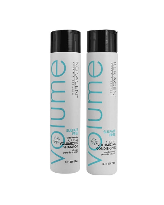 Keragen Volumizing Shampoo & Hydrating Conditioner Combo – Fine Hair – 10 Oz Each